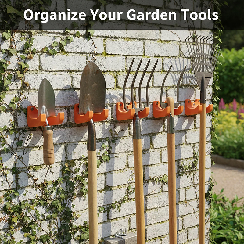 Gardening Tools Screwfix - 1～4個の壁掛け式ガーデンツールフック、長柄ツール用の頑丈なプラスチックハンガー、ネジ固定式小屋や庭の保管庫用