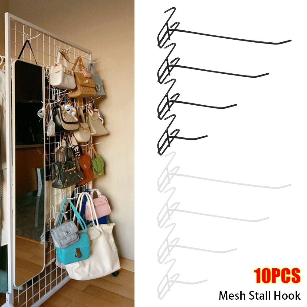 Gardening Tools Store - 再利用可能な金属メッシュパネルフック,小売店用ウォールフック,ストールハンガー,コートとバッグ,スーパーマーケットの棚フック,10個