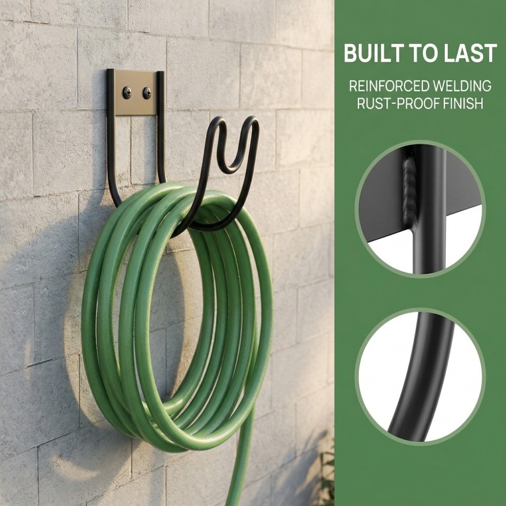 Gardena Hose Flex - 防錆ガーデンホースホルダー壁掛け式ヘビーデューティーウォーターホースラック特大簡単設置フレックスホースハンガーガーデン