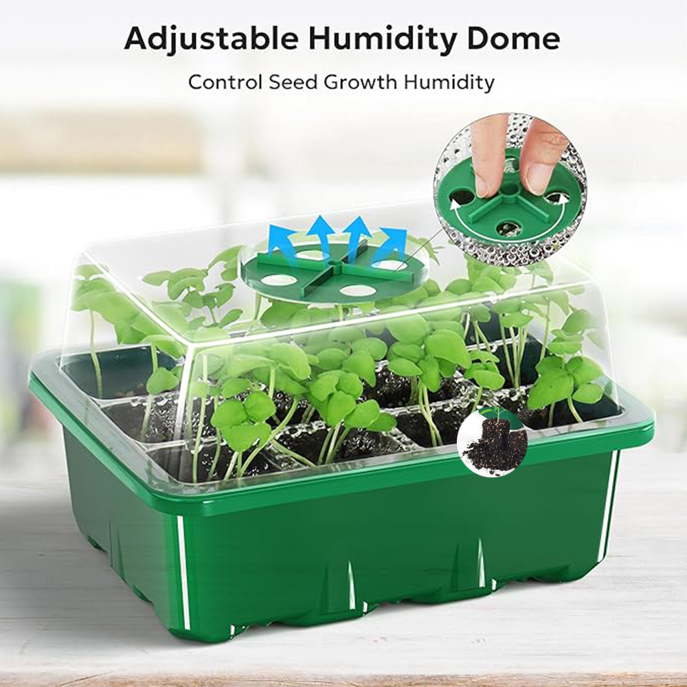 Propagation Tray Dome - 10個/セット 育苗トレイ 種子スターターキット ミニ繁殖キット 植物栽培キット 湿度調整可能なベント付きドームとベース付き
