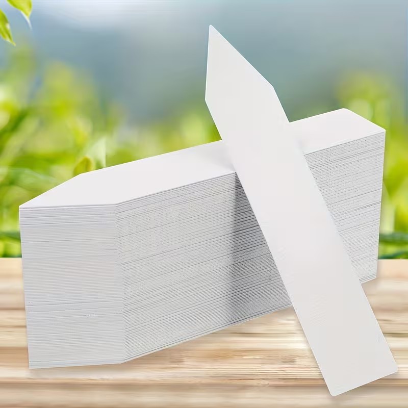 Plant Label Tags - 100枚入り ホワイト防水植物ラベル – 10x2cm、耐久性あり、植木鉢や屋外庭園用