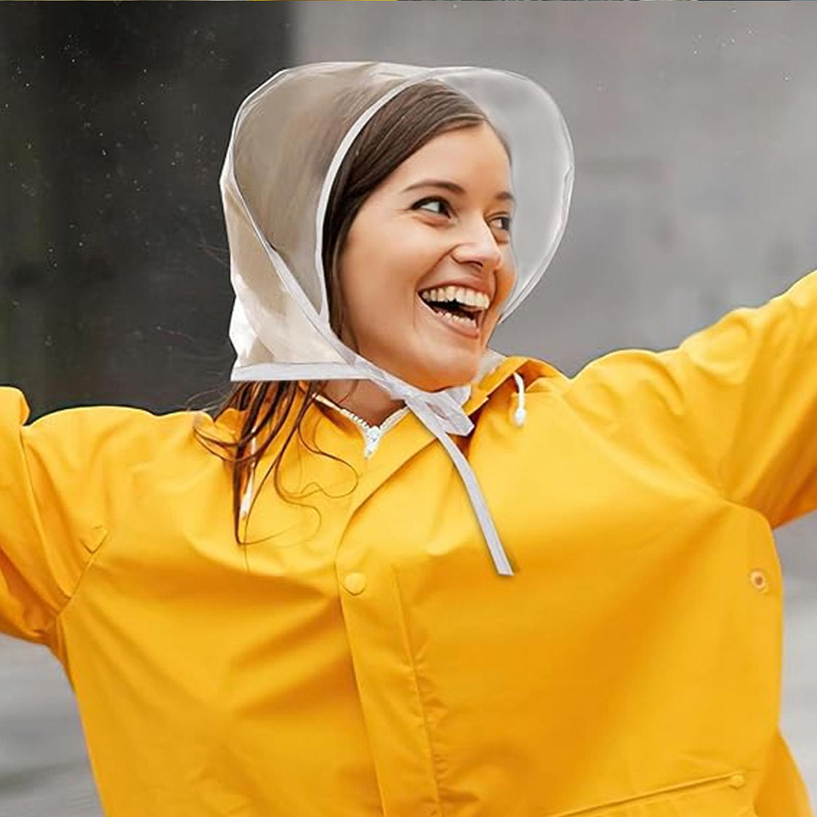 再利用可能な透明なつば付きレインハット、防水PE素材、女性、 - Gardening Tools Store のレビューと価格