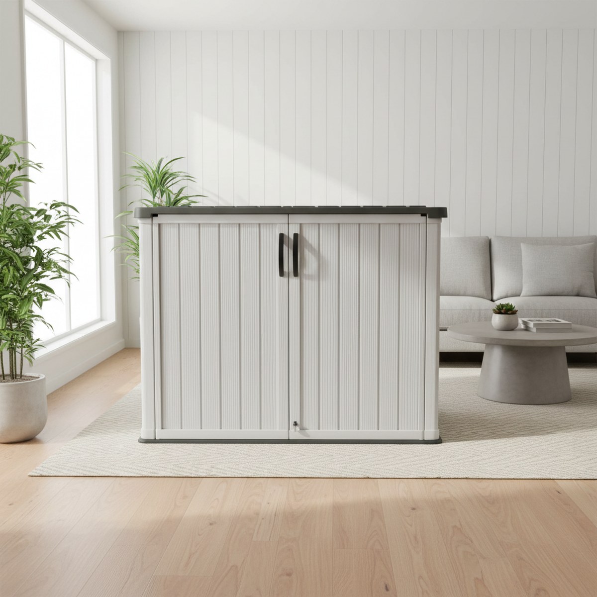 大型プラスチック製屋外収納庫、鍵付き防水ガーデンツールボック - Gardening Tools Organizer のレビューと価格