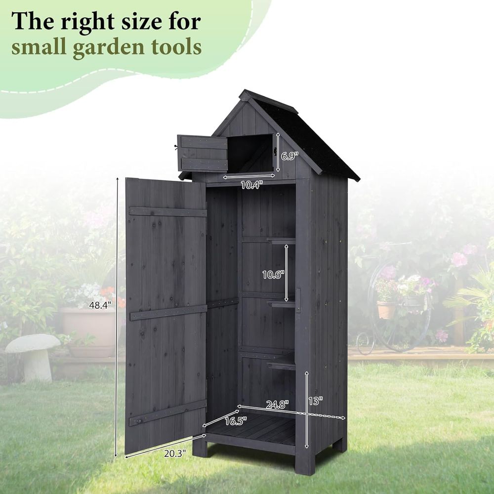 屋外木製収納庫、庭用収納庫、安全機能付き屋外ツールキャビネッ - Gardening Tools Organizer のレビューと価格