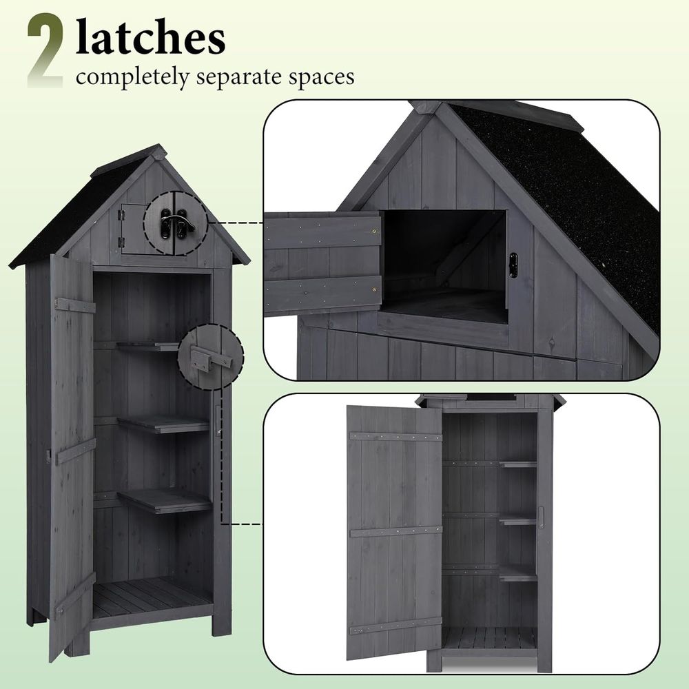 屋外木製収納庫、庭用収納庫、安全機能付き屋外ツールキャビネッ - Gardening Tools Organizer のレビューと価格