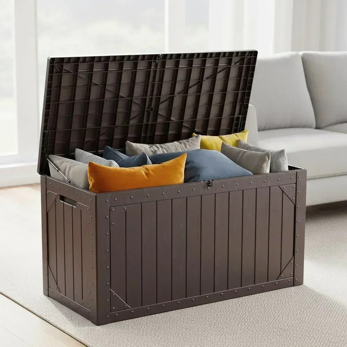 大型防水パティオ収納デッキボックス、樹脂製屋外ガーデンツール - Gardening Tools Organizer のレビューと価格