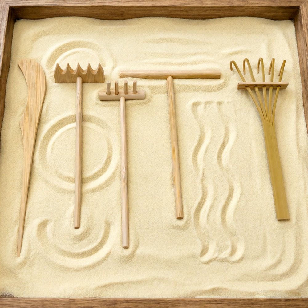 6個入り竹製砂かきツールキット - 禅庭、砂絵、マインドフル - Gardening Tools Drawing のレビューと価格