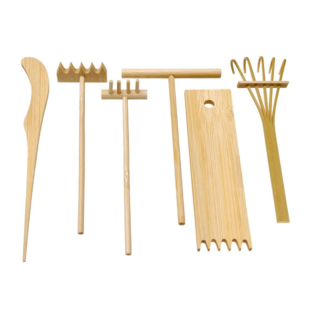 6個入り竹製砂かきツールキット - 禅庭、砂絵、マインドフル - Gardening Tools Drawing のレビューと価格