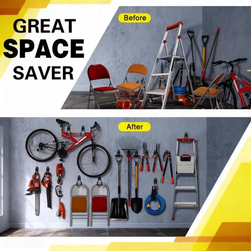 N$ ヘビーデューティー壁掛け鉄製フック ガレージオーガナイ - Gardening Tools Organizer のレビューと価格