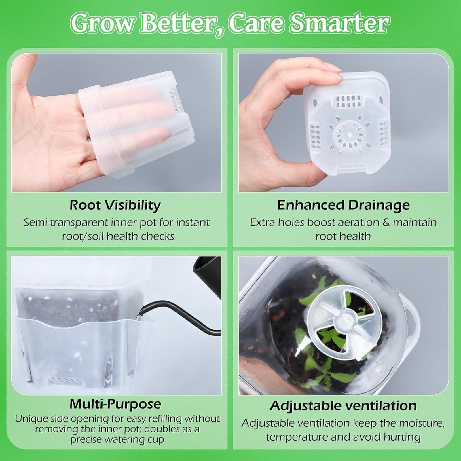 自動給水ポット12個入り種まきキット、湿度ドーム付き2インチ - Propagation Tray Dome のレビューと価格