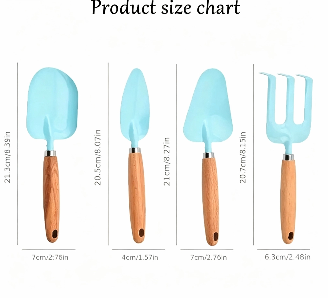 パーソナライズされた名前入りミニ木製ハンドル園芸工具セット4 - Gardening Tools Names のレビューと価格