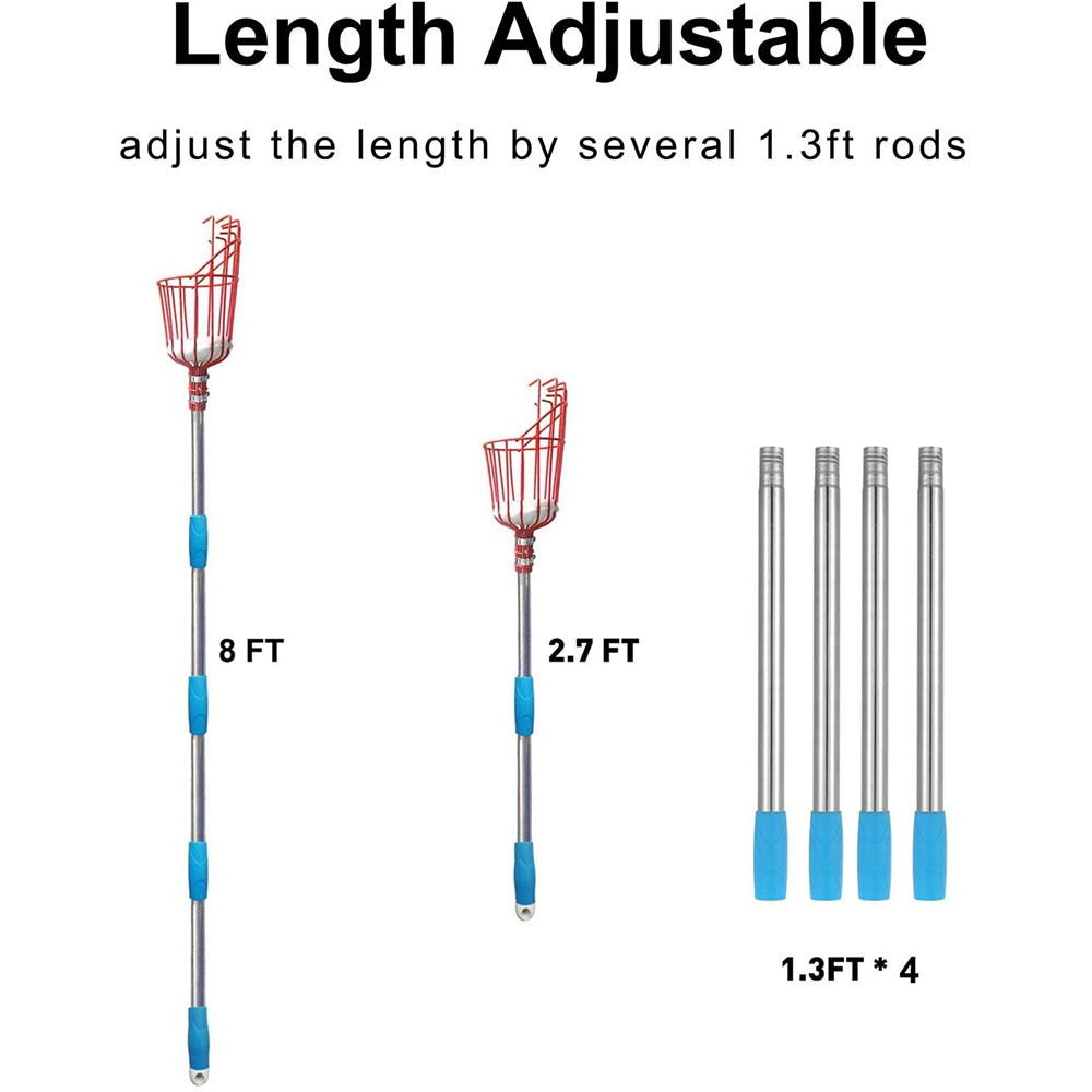 260cmフルーツピッカー、深さ調整可能なバスケット、便利な - Gardening Tools Sale のレビューと価格
